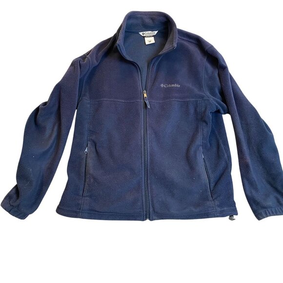 Columbia Men's Fleece Jacket Size Large Navy Blue Full-Zip Outdoor Warm Layering - Picture 1 of 9